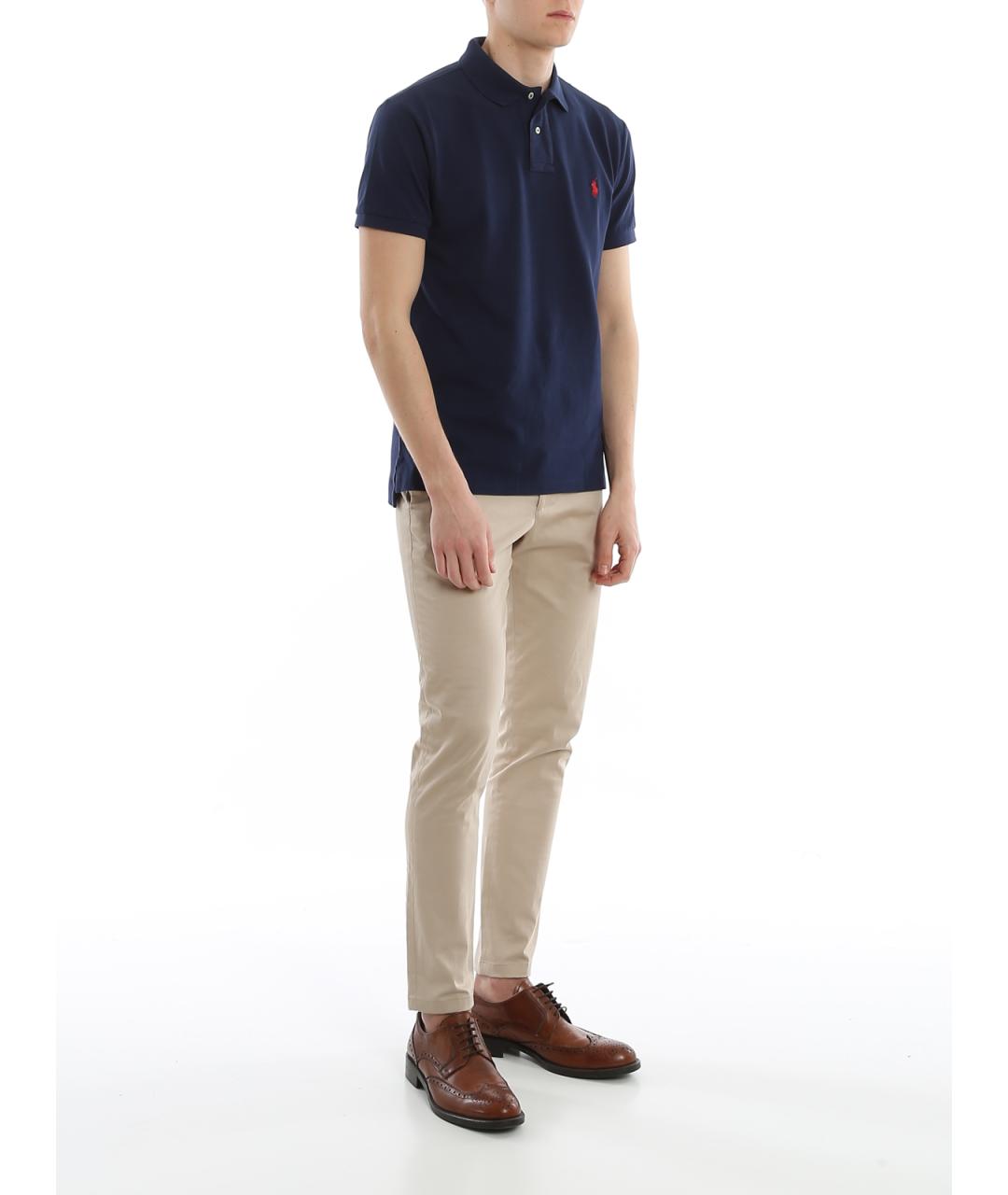POLO RALPH LAUREN Синее хлопковое поло с коротким рукавом, фото 2