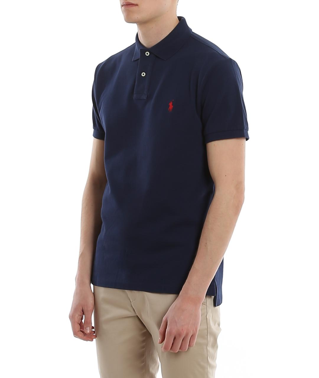 POLO RALPH LAUREN Синее хлопковое поло с коротким рукавом, фото 5
