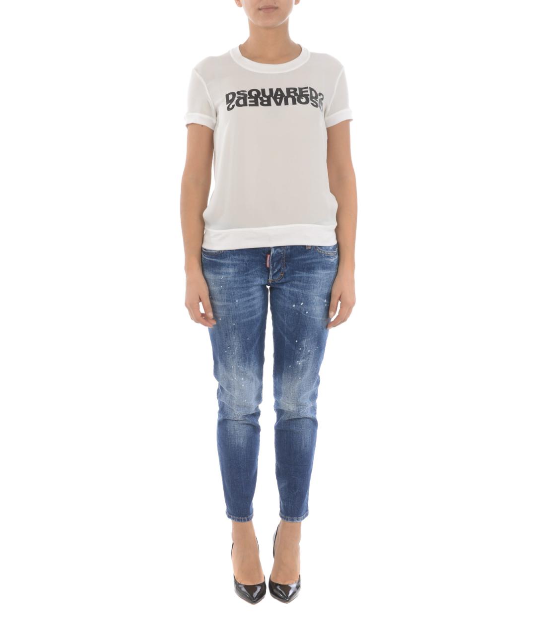 DSQUARED2 Белая шелковая футболка, фото 2