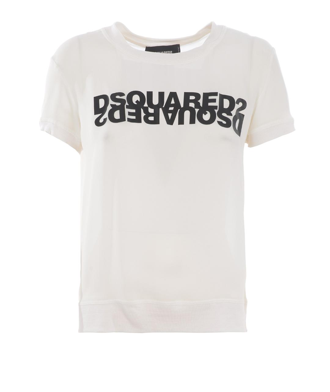DSQUARED2 Белая шелковая футболка, фото 1