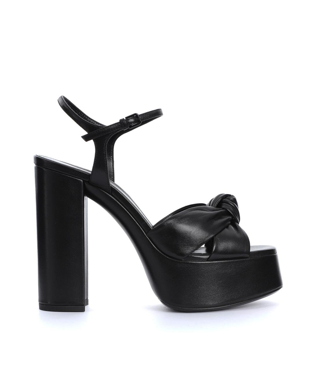 SAINT LAURENT Черные кожаные босоножки, фото 1