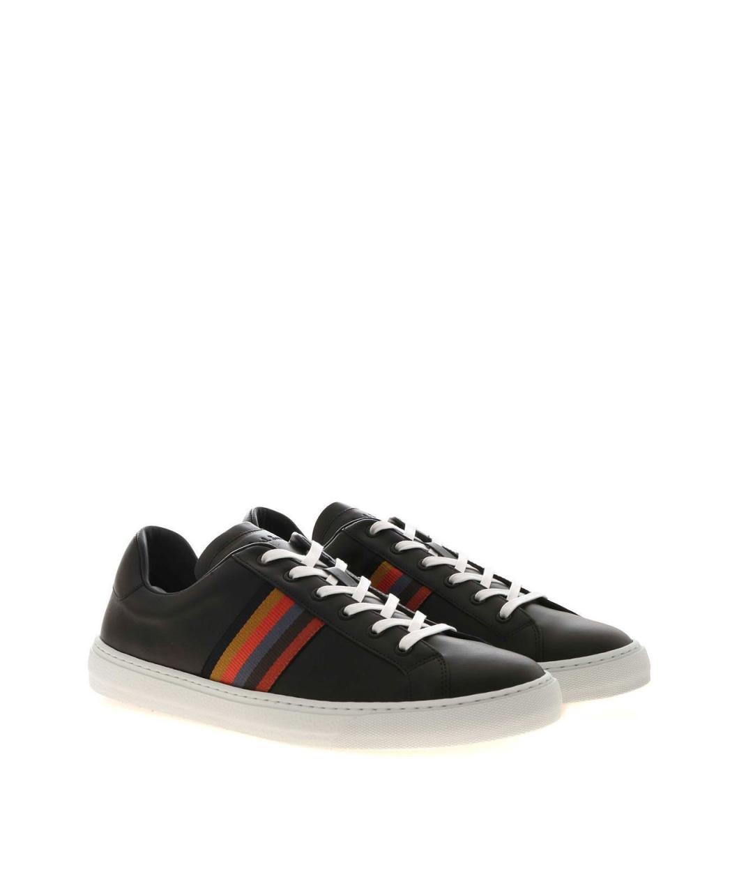 PAUL SMITH Черные кожаные низкие кроссовки / кеды, фото 2