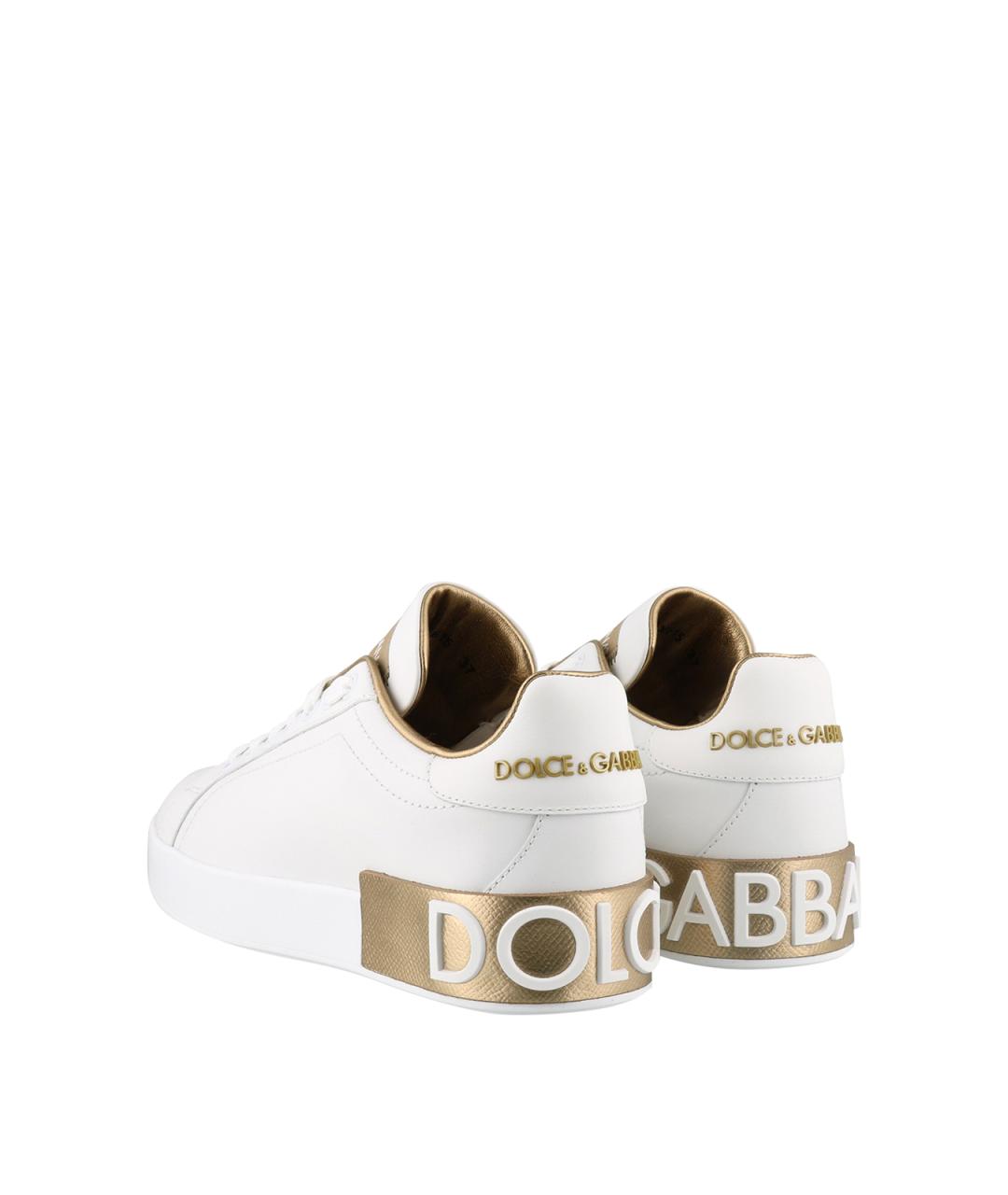 DOLCE&GABBANA Белые кожаные кеды, фото 3