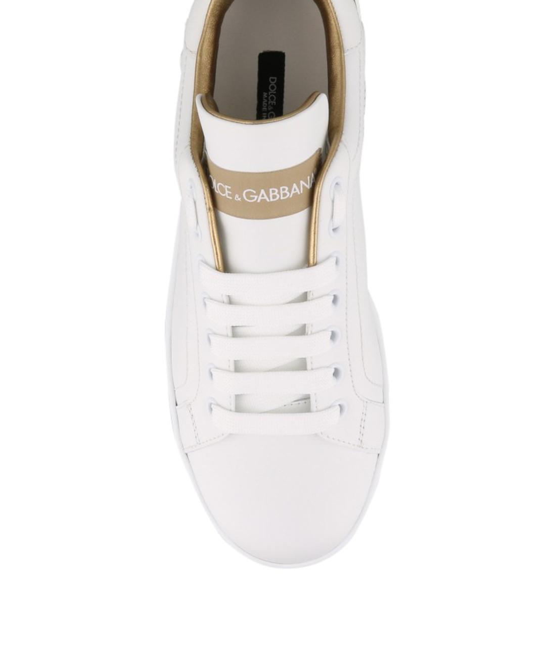 DOLCE&GABBANA Белые кожаные кеды, фото 4