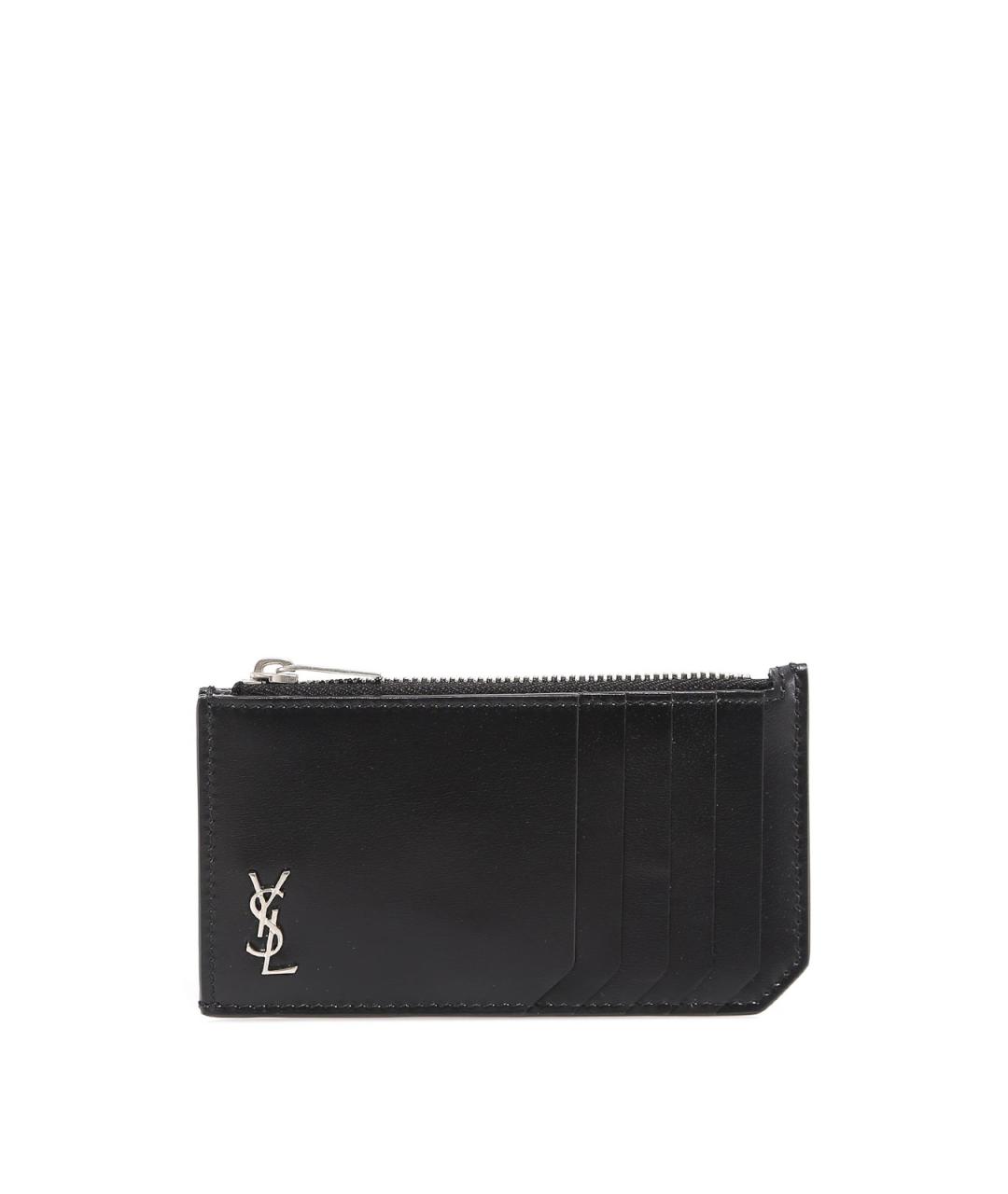 SAINT LAURENT Черный кожаный кошелек, фото 1