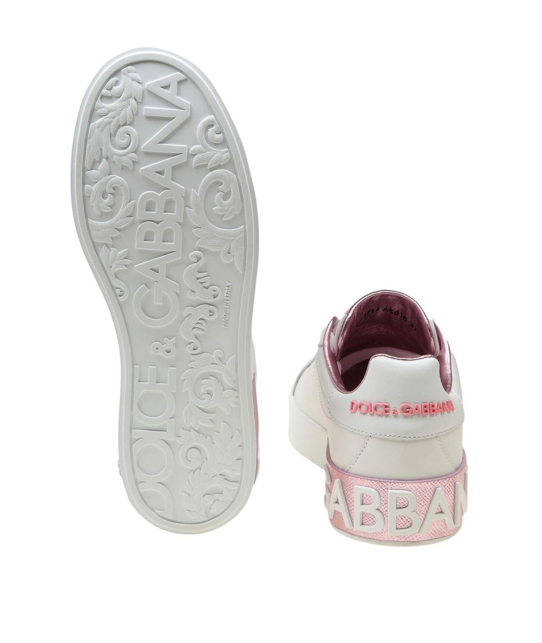 DOLCE&GABBANA Белые кожаные кеды, фото 5