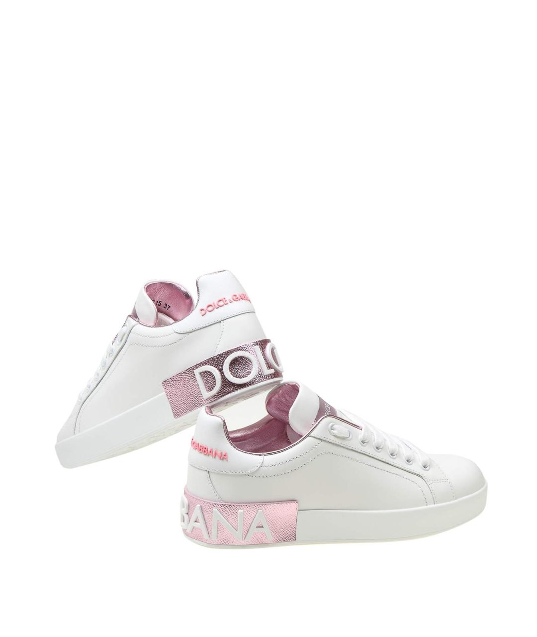 DOLCE&GABBANA Белые кожаные кеды, фото 4