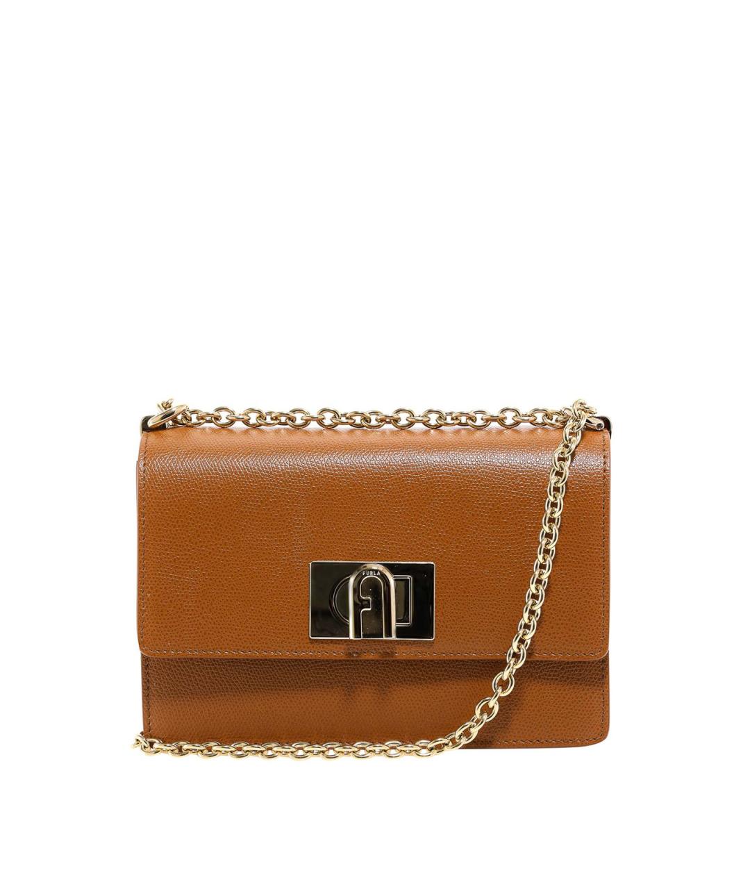 FURLA Коричневая кожаная сумка через плечо, фото 1