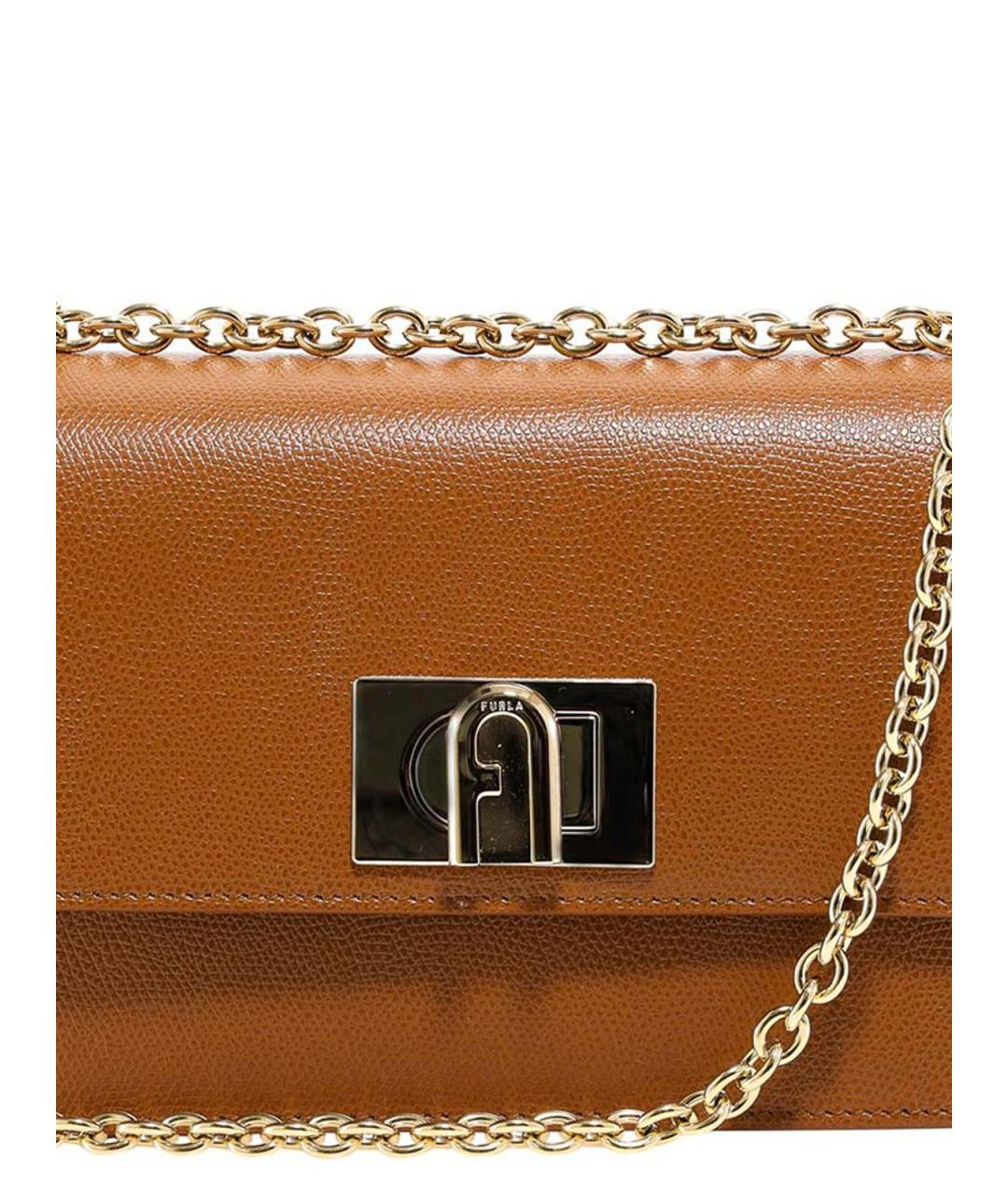 FURLA Коричневая кожаная сумка через плечо, фото 4