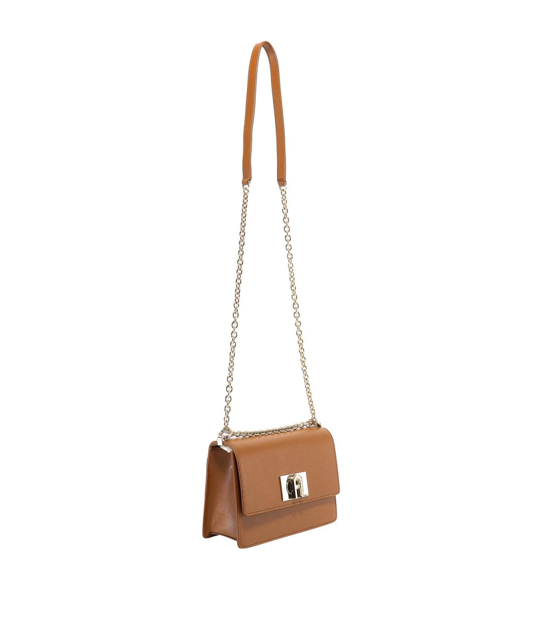 FURLA Коричневая кожаная сумка через плечо, фото 2