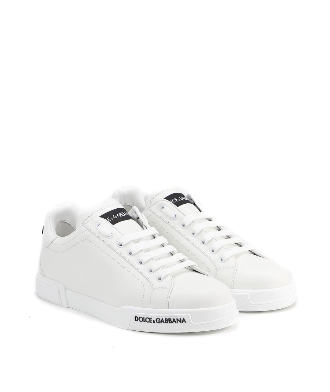 DOLCE&GABBANA Белые кожаные низкие кроссовки / кеды, фото 2