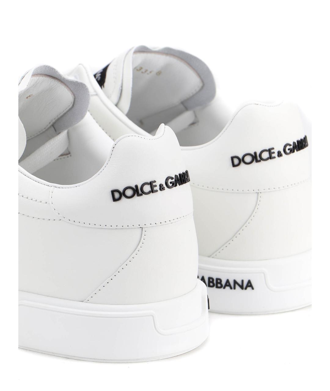 DOLCE&GABBANA Белые кожаные низкие кроссовки / кеды, фото 4