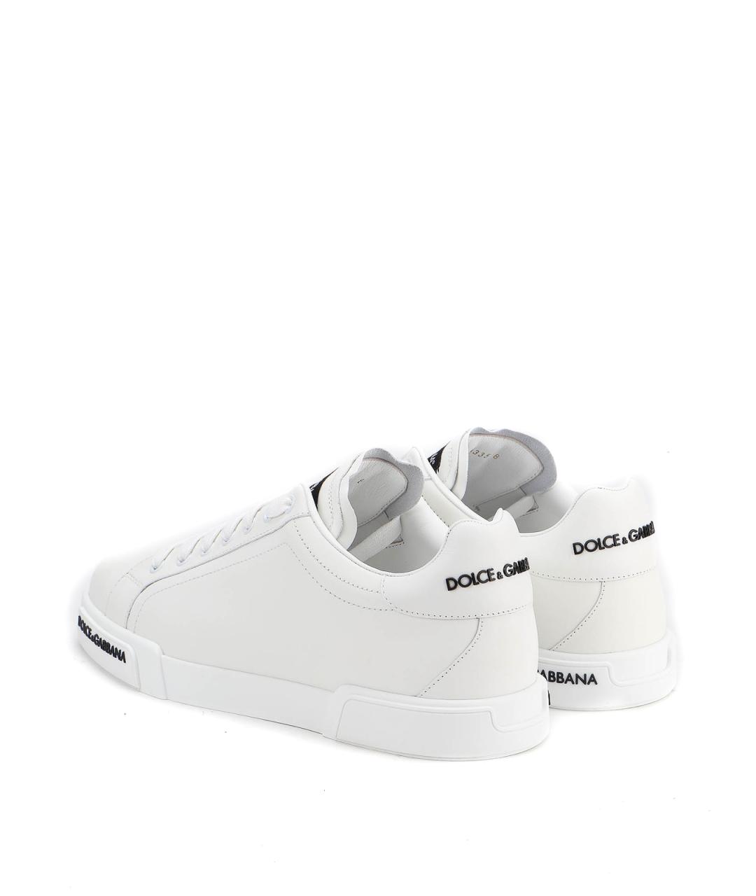 DOLCE&GABBANA Белые кожаные низкие кроссовки / кеды, фото 3