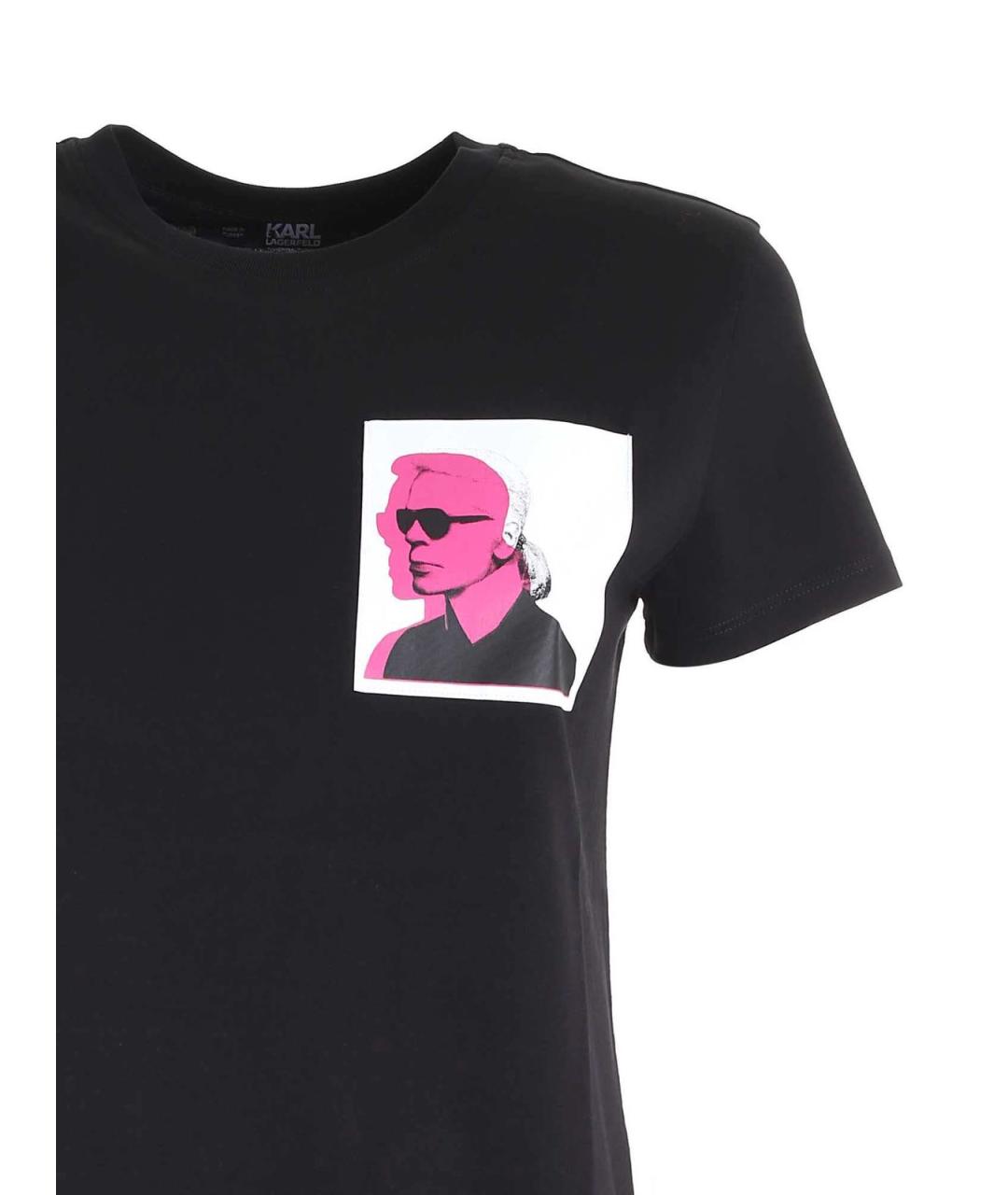 KARL LAGERFELD Черная хлопковая футболка, фото 3