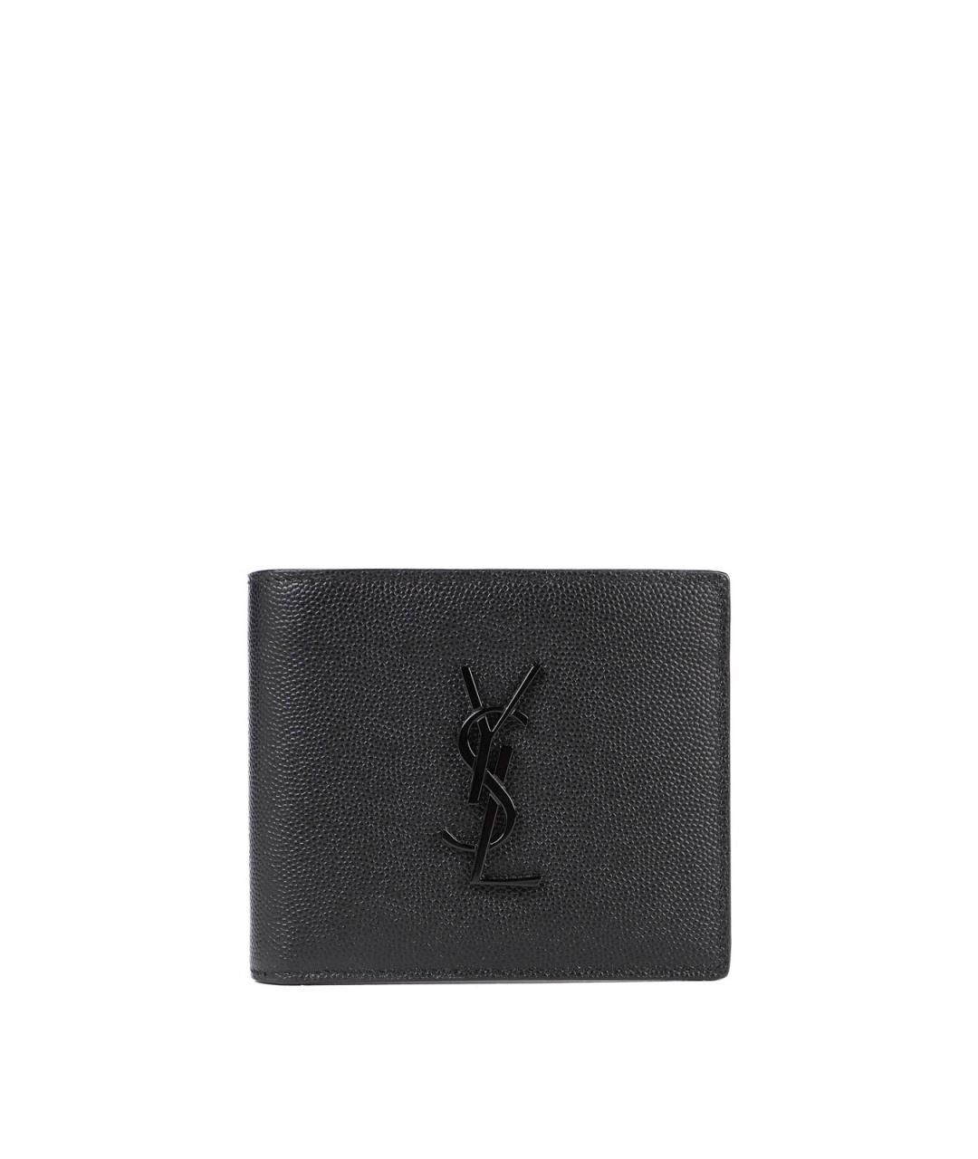 SAINT LAURENT Черный кожаный кошелек, фото 1