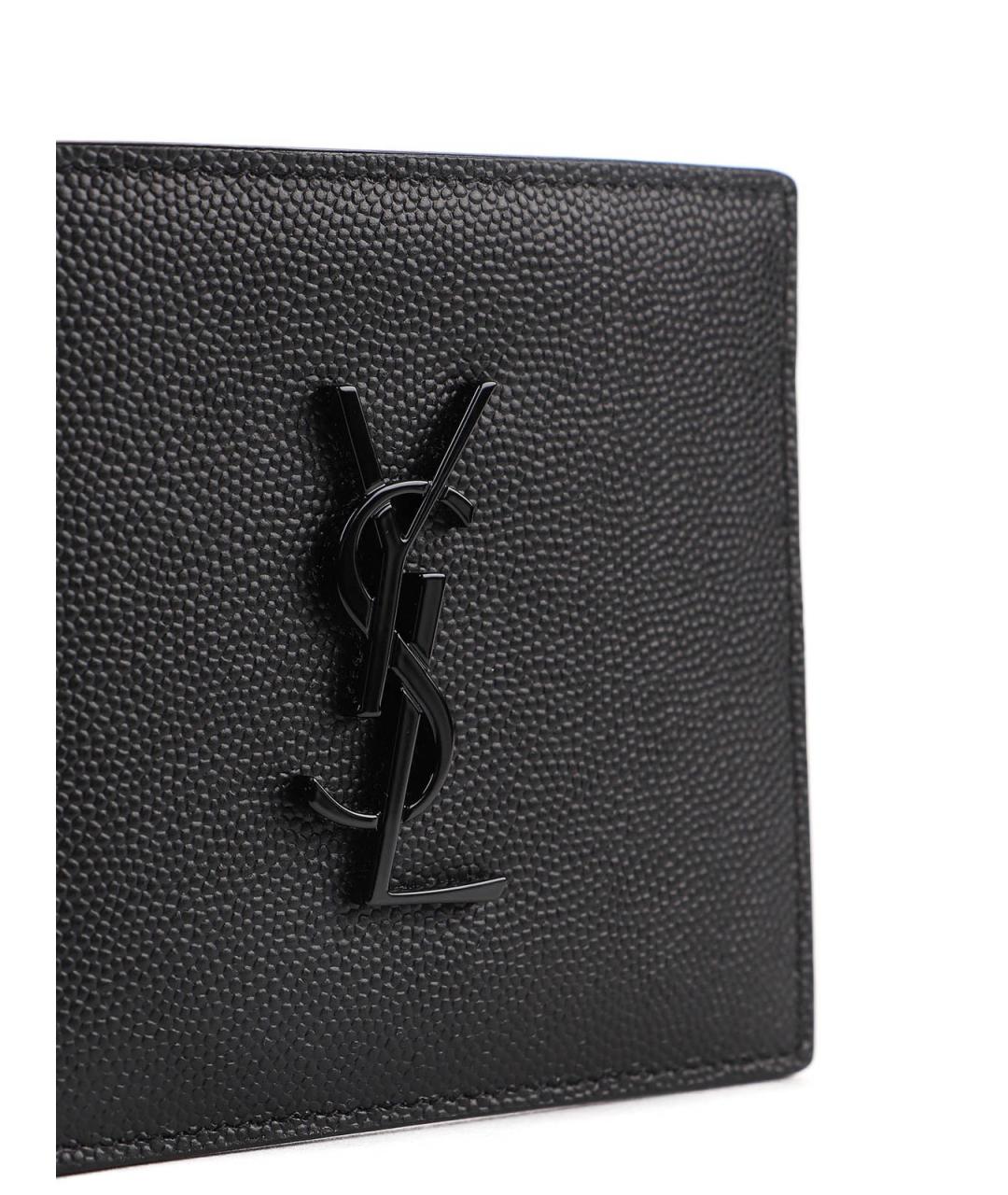 SAINT LAURENT Черный кожаный кошелек, фото 4