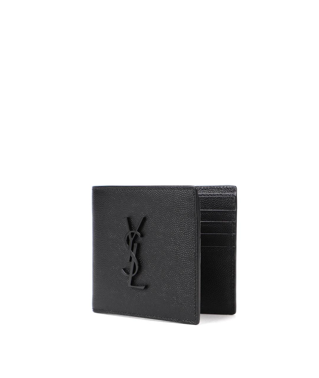 SAINT LAURENT Черный кожаный кошелек, фото 2