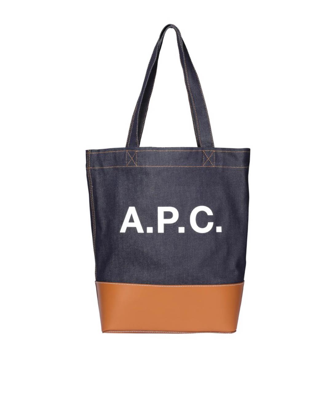 A.P.C. Темно-синяя хлопковая сумка тоут, фото 1