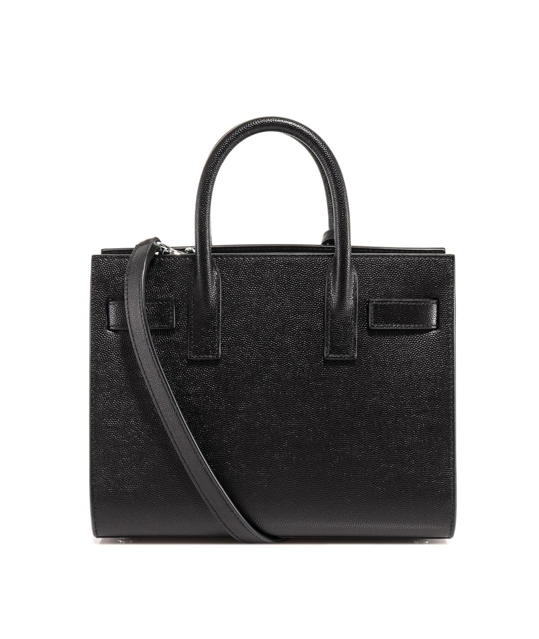 SAINT LAURENT Черная кожаная сумка тоут, фото 3