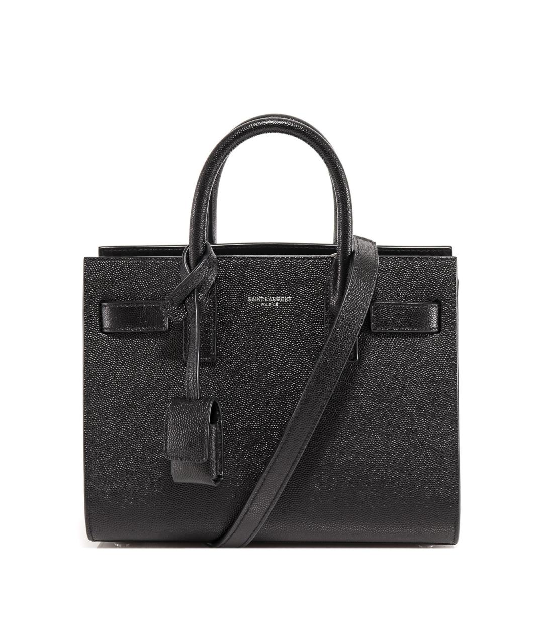 SAINT LAURENT Черная кожаная сумка тоут, фото 1