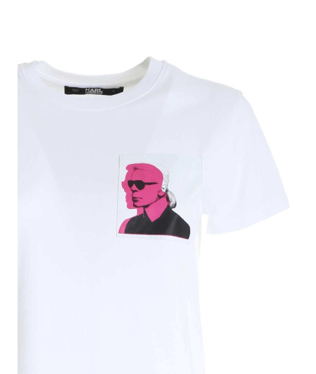 KARL LAGERFELD Белая хлопковая футболка, фото 3