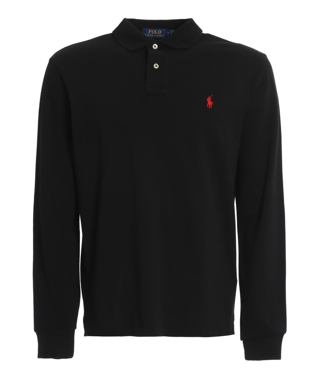 POLO RALPH LAUREN Черное хлопковое поло с коротким рукавом, фото 1