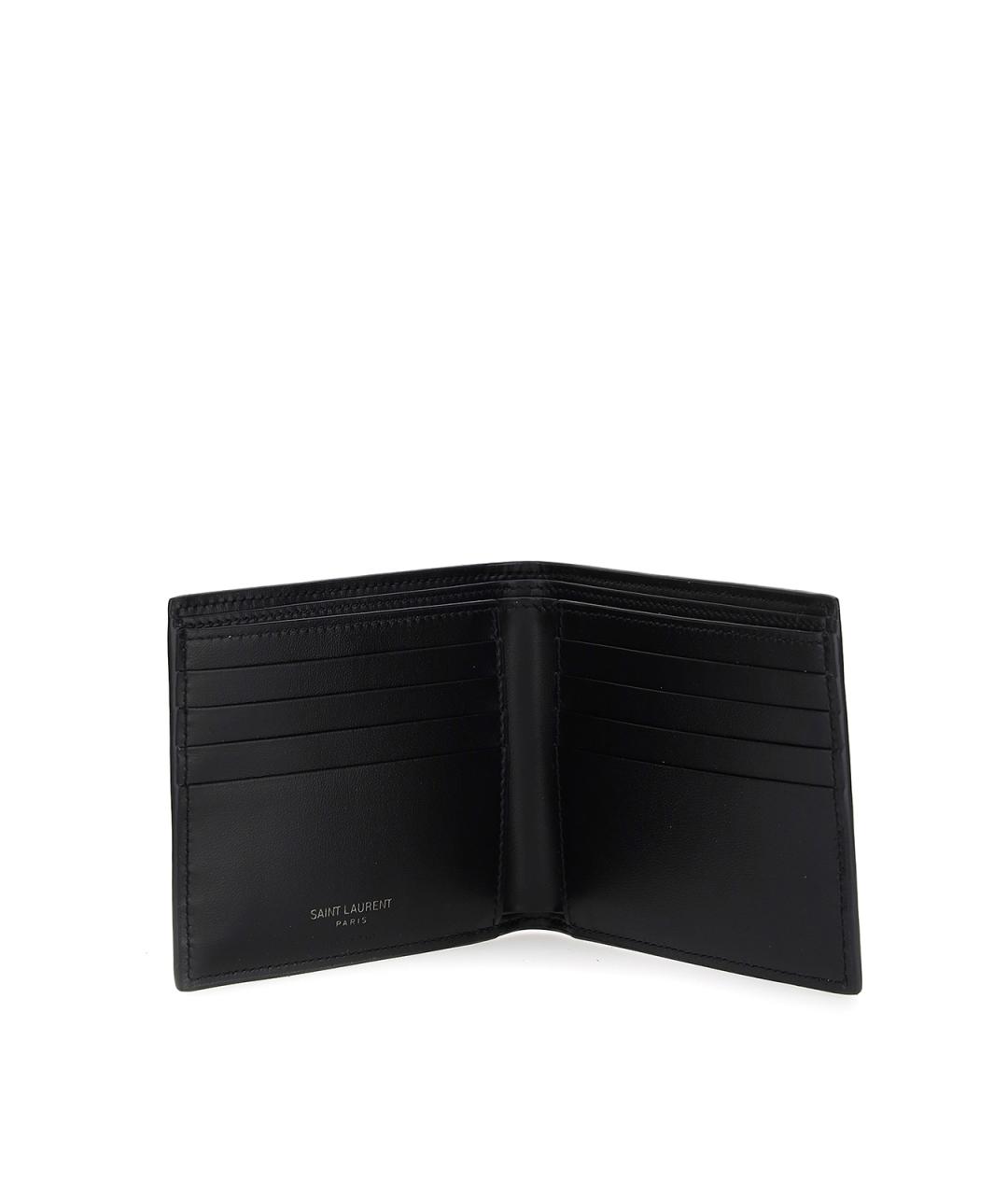 SAINT LAURENT Черный кожаный кошелек, фото 3