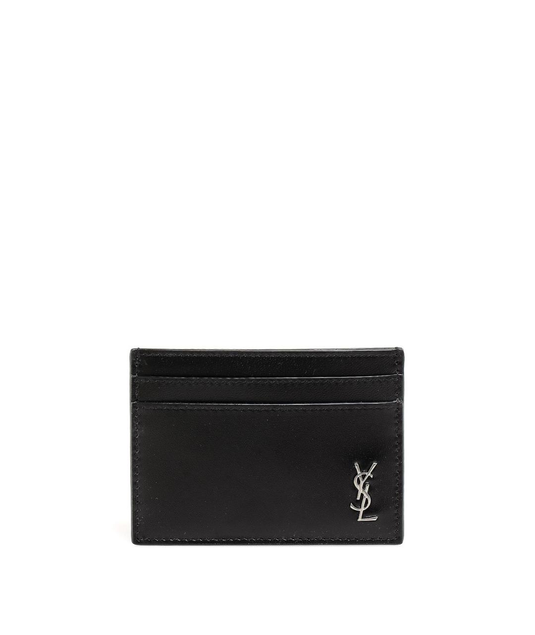 SAINT LAURENT Черный кожаный кардхолдер, фото 3