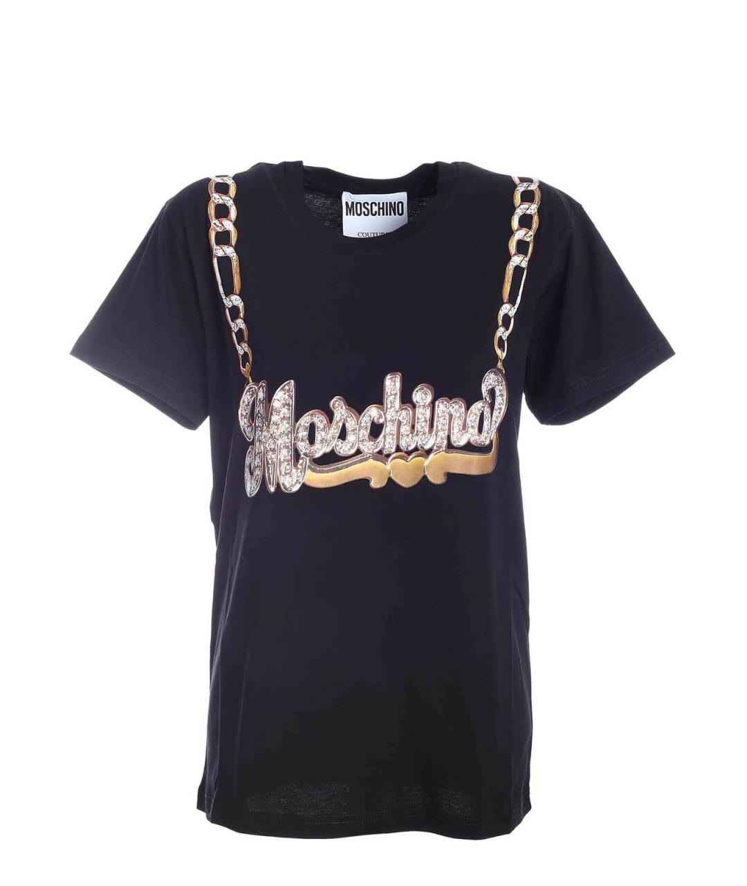 MOSCHINO Черная хлопковая футболка, фото 1