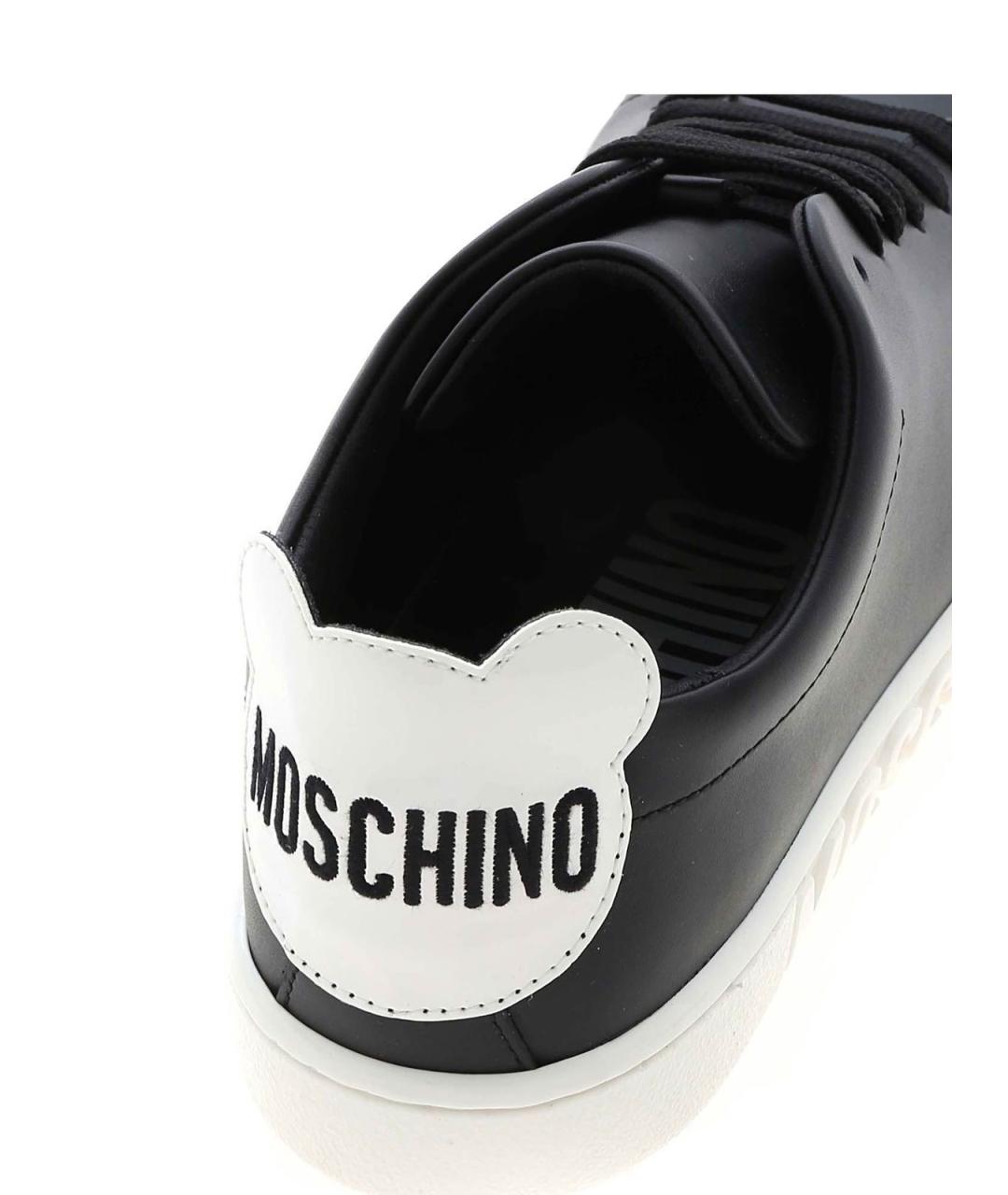 MOSCHINO Черные кожаные кроссовки, фото 4