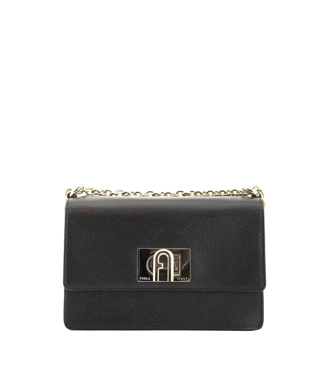 FURLA Черная кожаная сумка через плечо, фото 1
