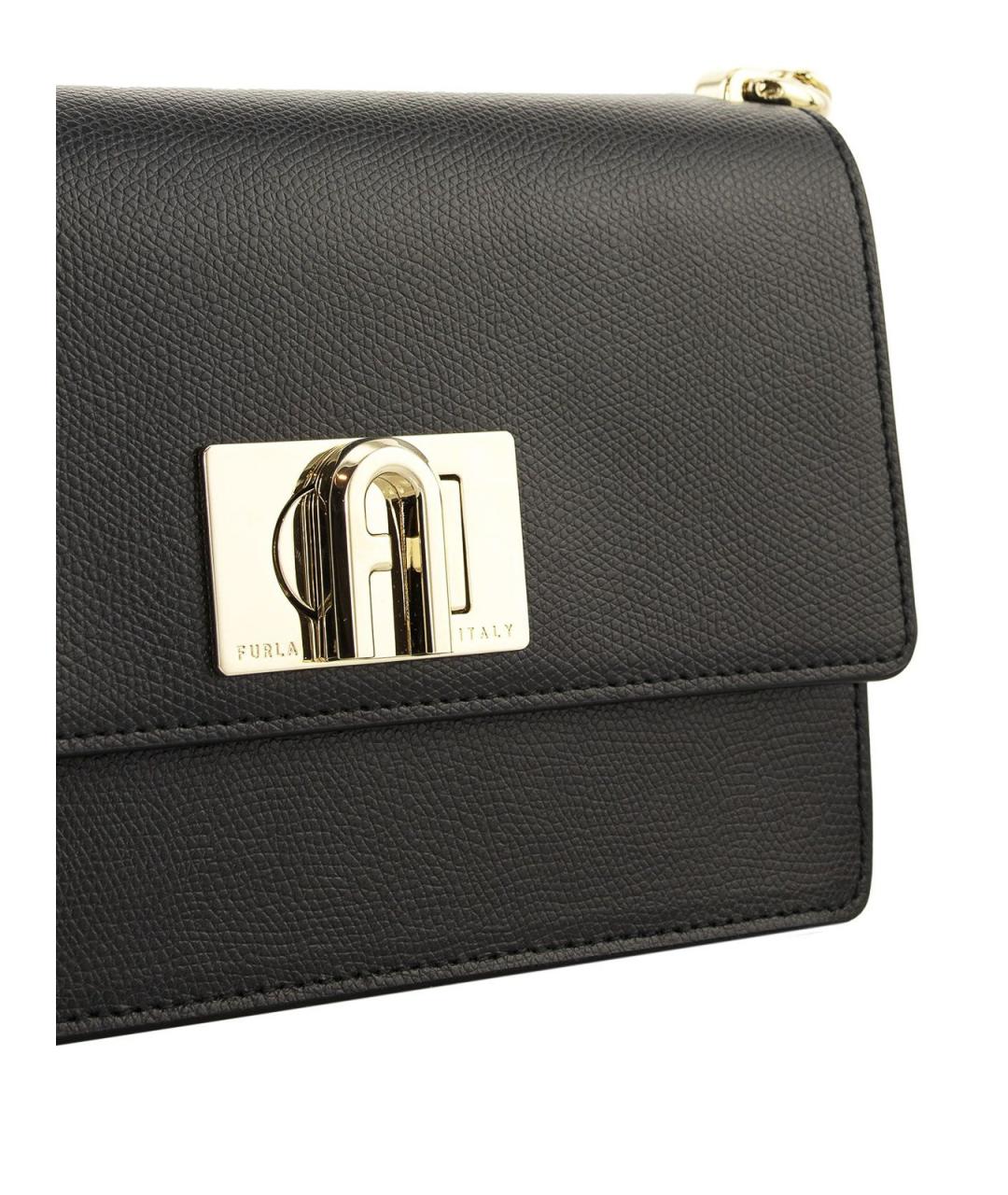 FURLA Черная кожаная сумка через плечо, фото 4