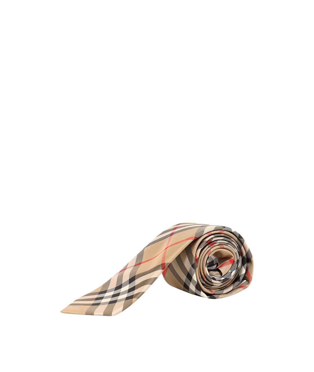 BURBERRY Бежевый шелковый галстук, фото 2