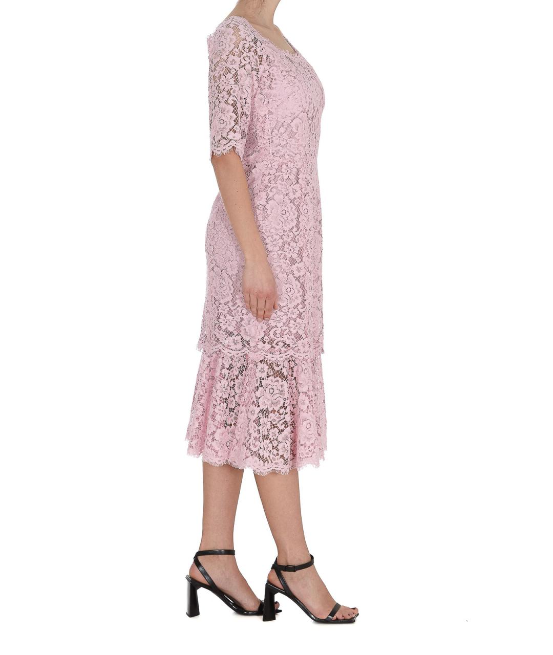 DOLCE&GABBANA Розовое хлопковое повседневное платье, фото 2