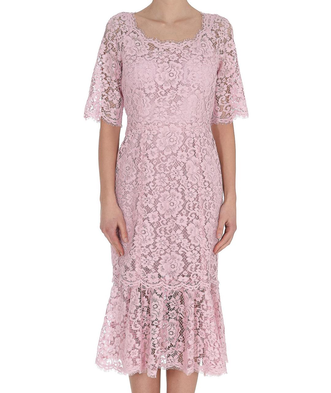 DOLCE&GABBANA Розовое хлопковое повседневное платье, фото 3