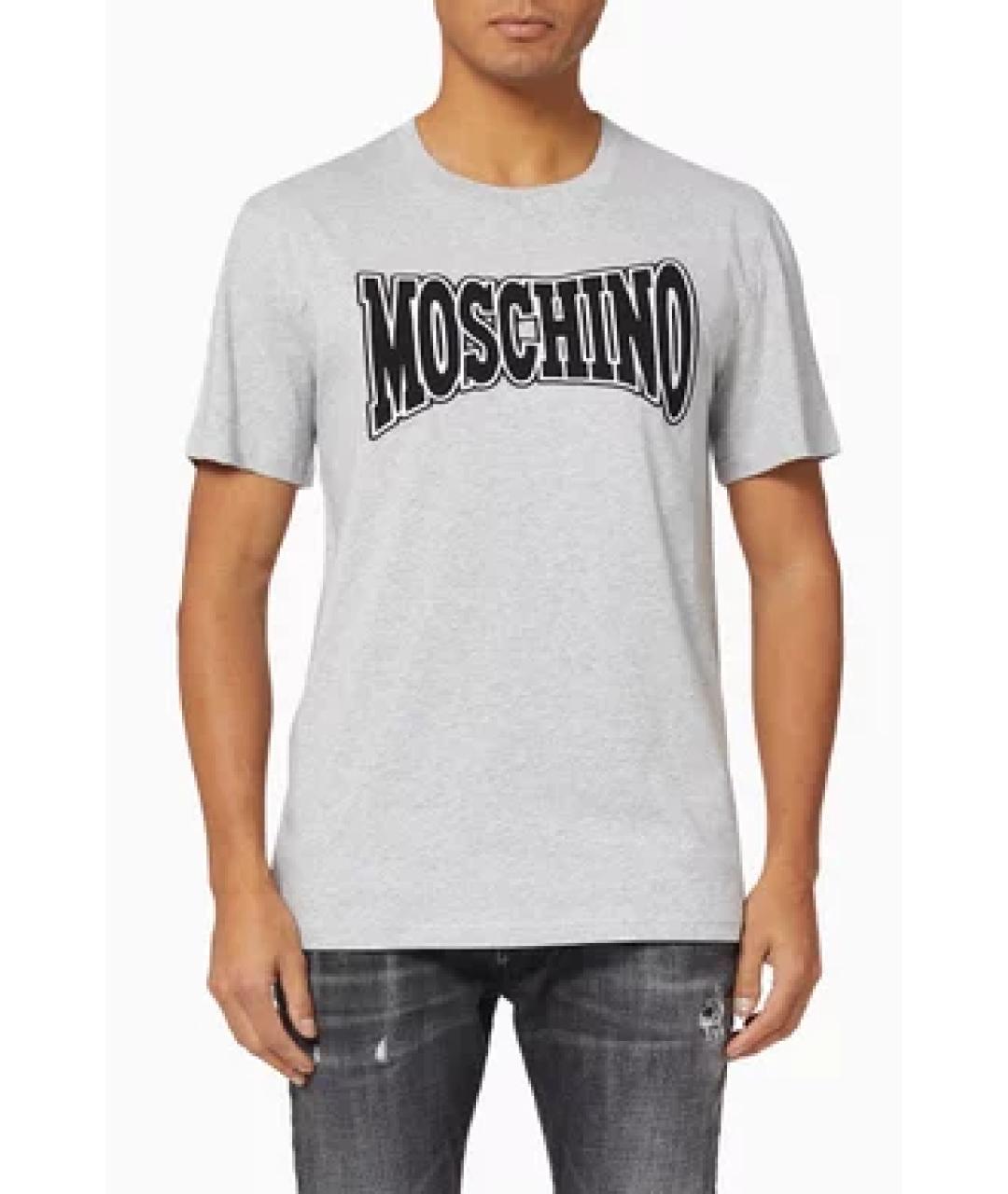 MOSCHINO Серая хлопковая футболка, фото 3