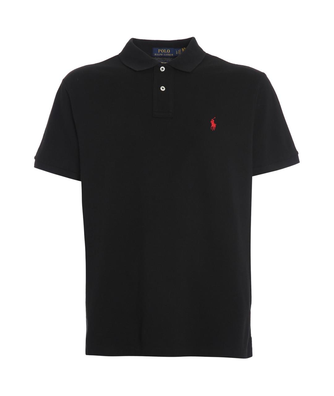 POLO RALPH LAUREN Черное хлопковое поло с коротким рукавом, фото 1