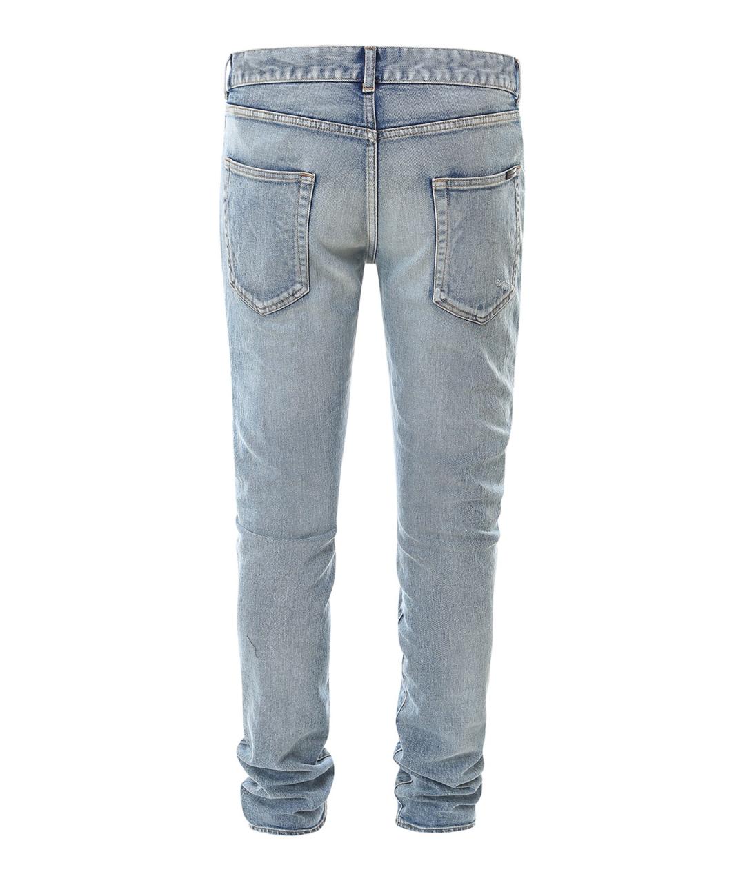 SAINT LAURENT Голубые хлопковые джинсы скинни, фото 2