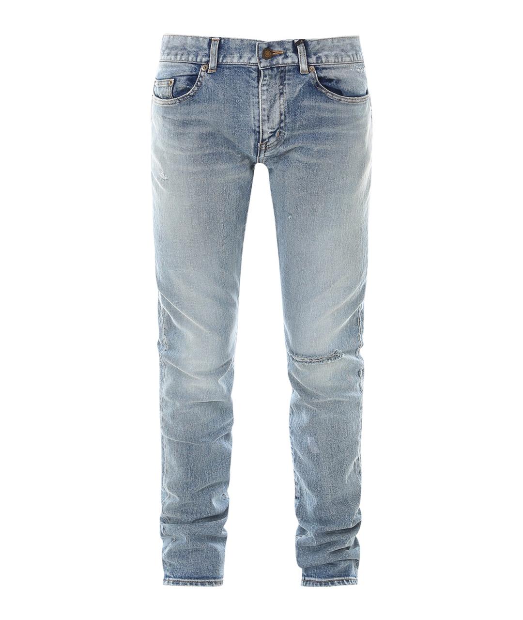SAINT LAURENT Голубые хлопковые джинсы скинни, фото 1