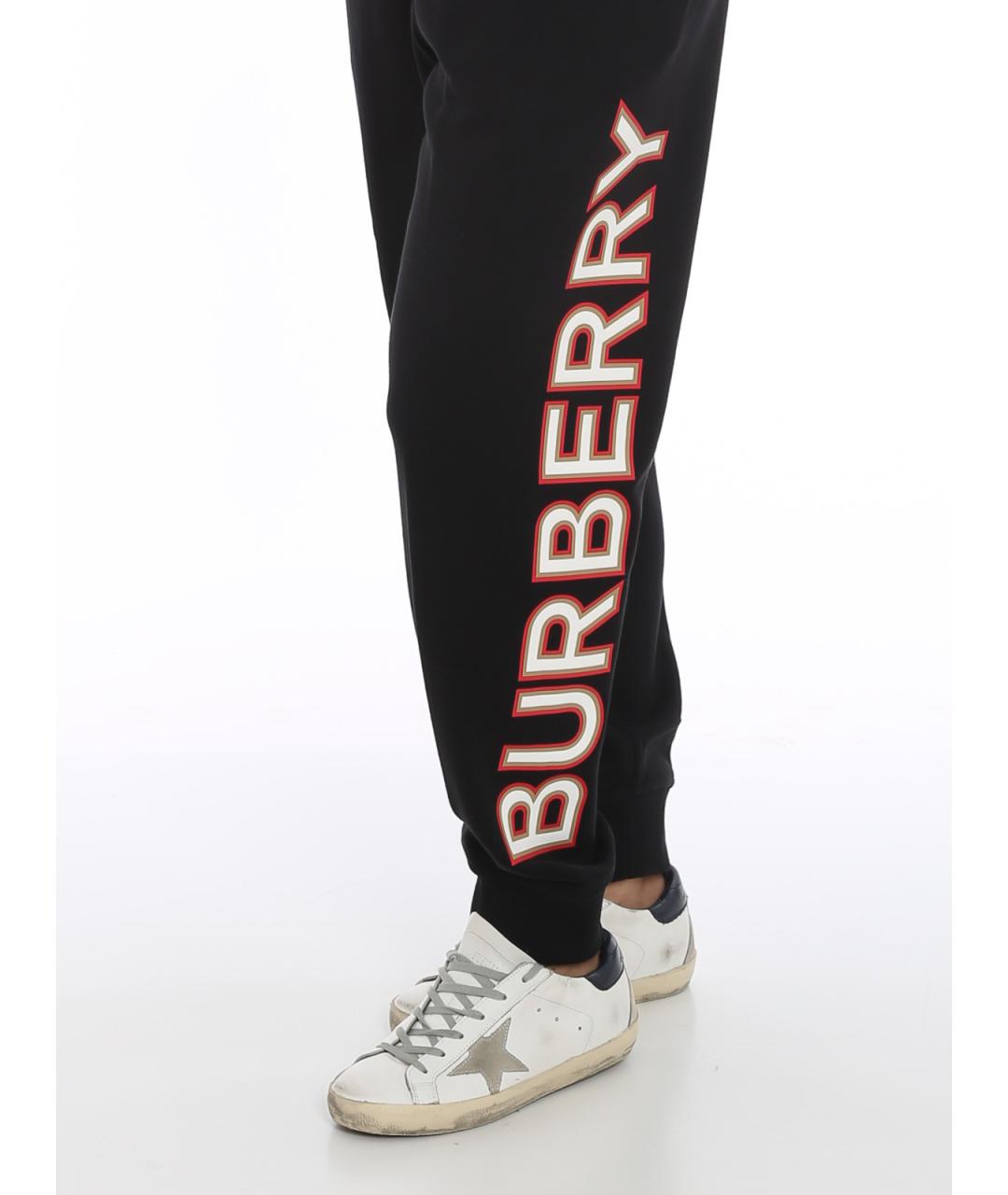 BURBERRY Черные хлопковые спортивные брюки и шорты, фото 5