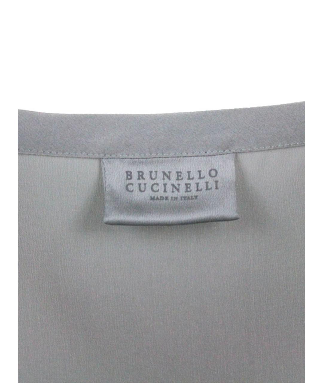 BRUNELLO CUCINELLI Серая шелковая майка, фото 3