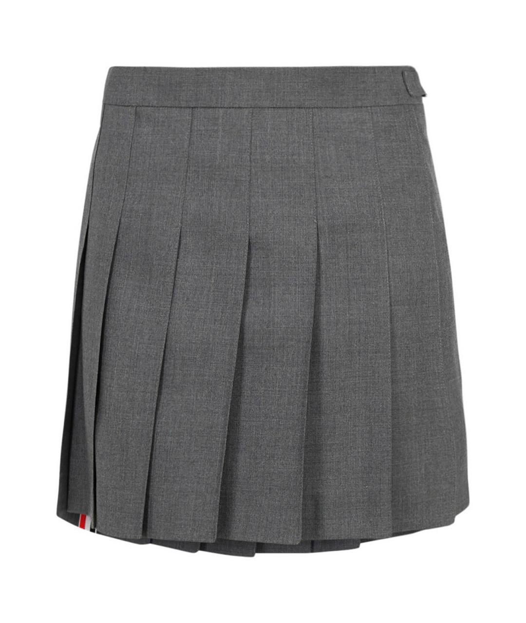 THOM BROWNE Серая шерстяная юбка мини, фото 1