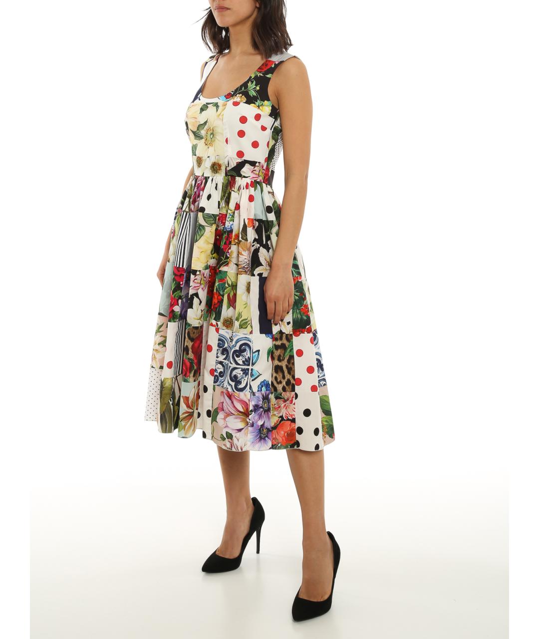 DOLCE&GABBANA Мульти хлопковое коктейльное платье, фото 2