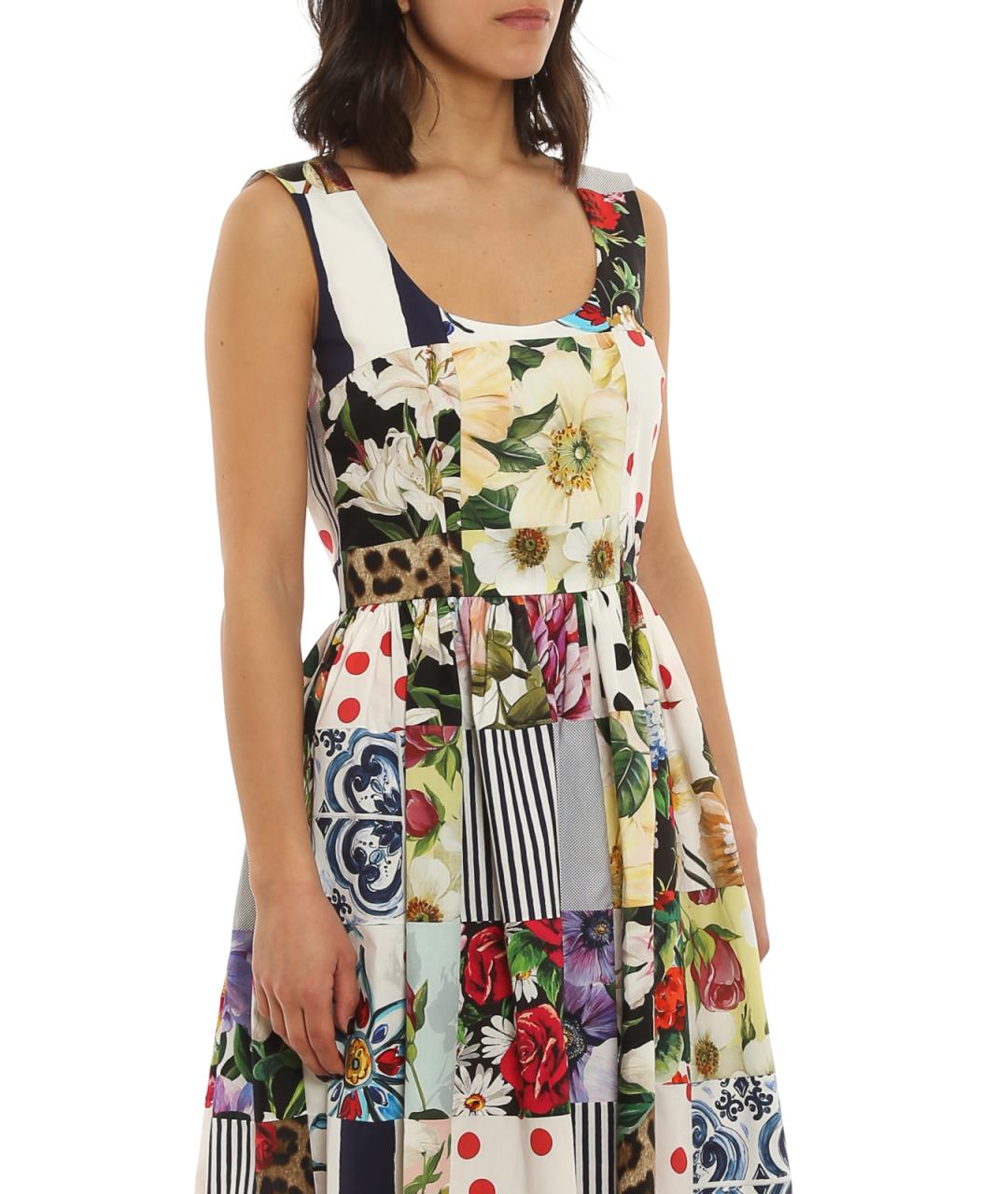 DOLCE&GABBANA Мульти хлопковое коктейльное платье, фото 5
