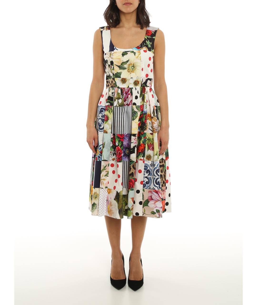 DOLCE&GABBANA Мульти хлопковое коктейльное платье, фото 3