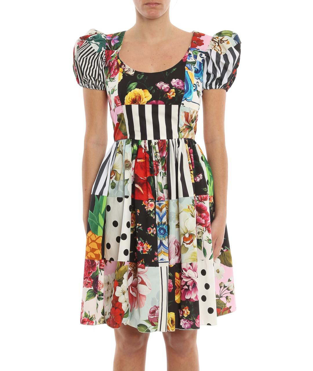 DOLCE&GABBANA Мульти хлопковое повседневное платье, фото 3