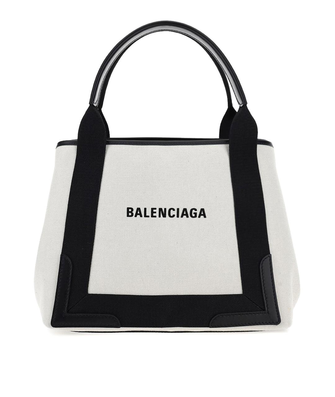 BALENCIAGA Белая тканевая сумка тоут, фото 1