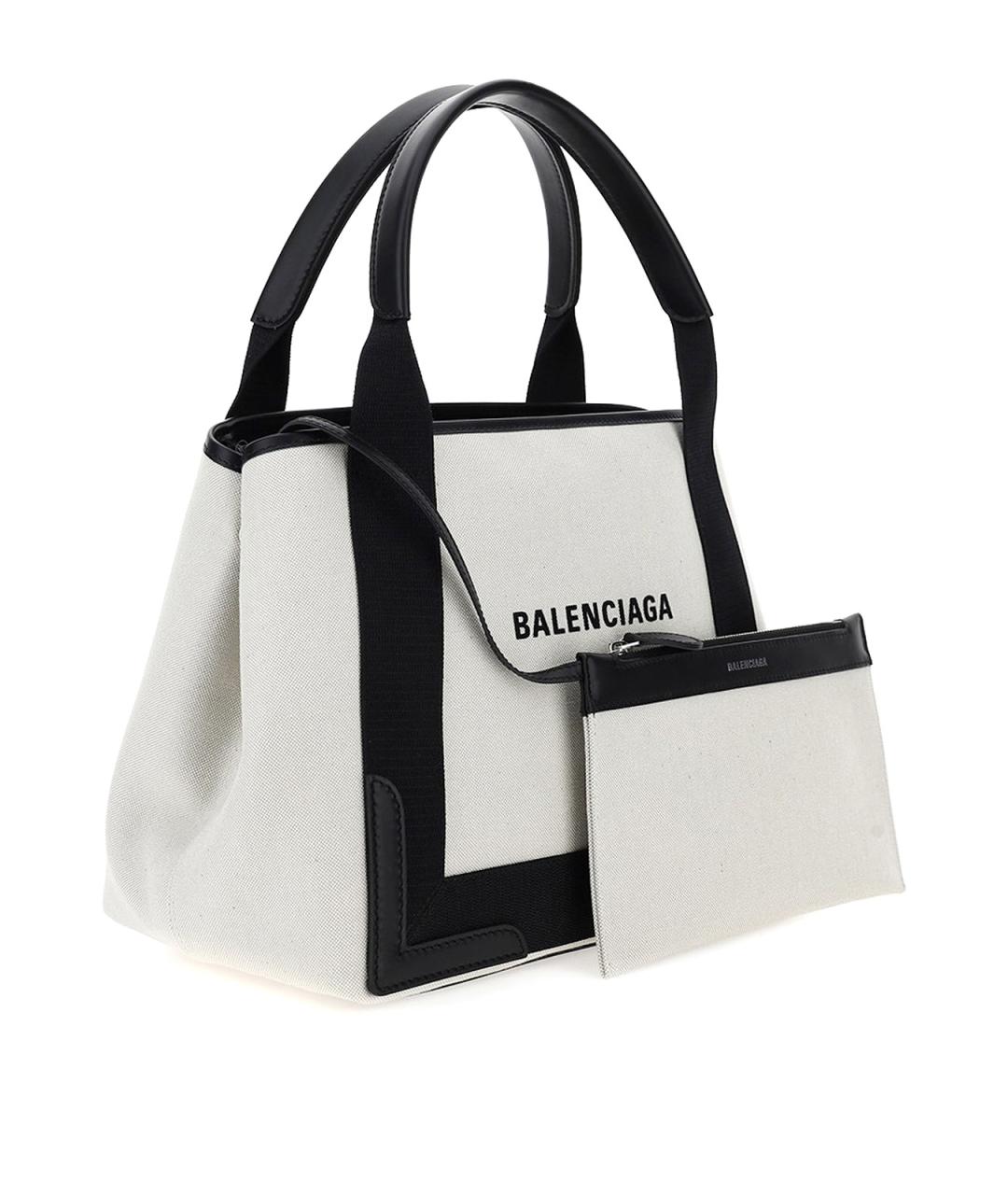 BALENCIAGA Белая тканевая сумка тоут, фото 2