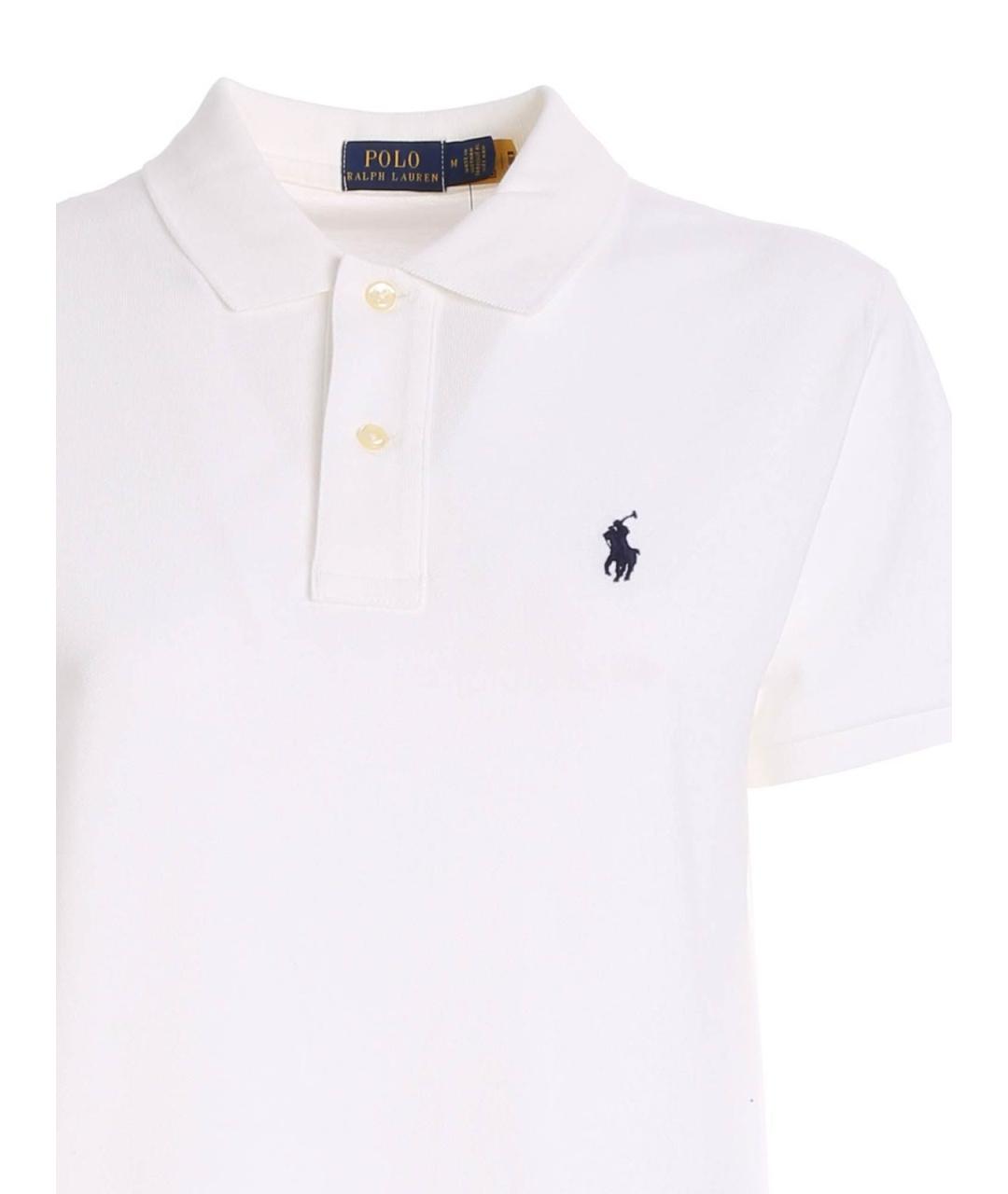 POLO RALPH LAUREN Белое хлопковое повседневное платье, фото 3