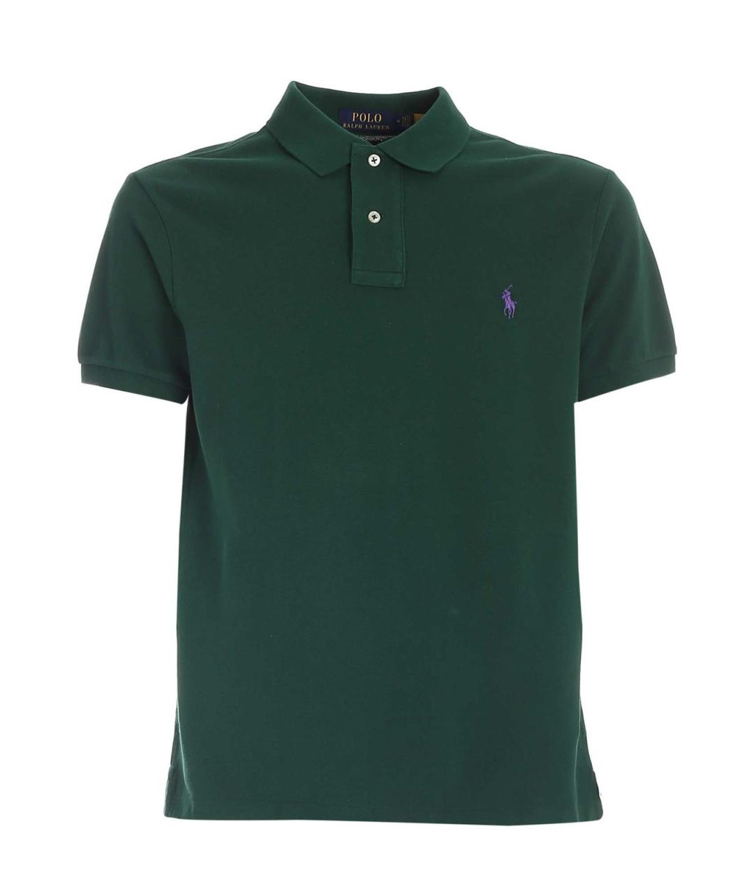 POLO RALPH LAUREN Зеленое хлопковое поло с коротким рукавом, фото 1